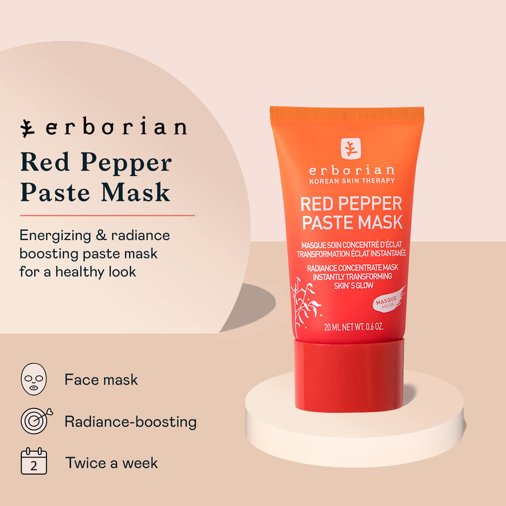 Erborian Red Pepper Paste Mask tube in use for quick refreshing glow