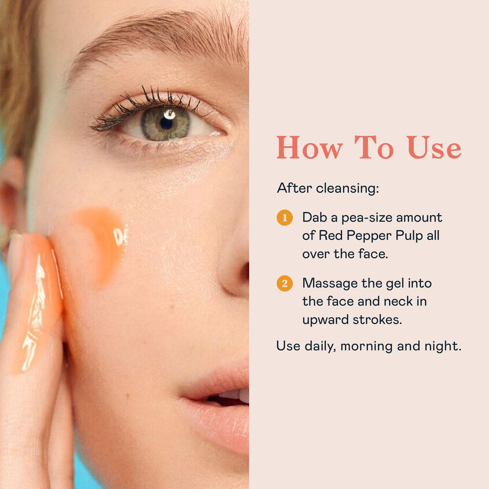 Erborian Red Pepper Pulp glow close-up highlights instant luminosity.