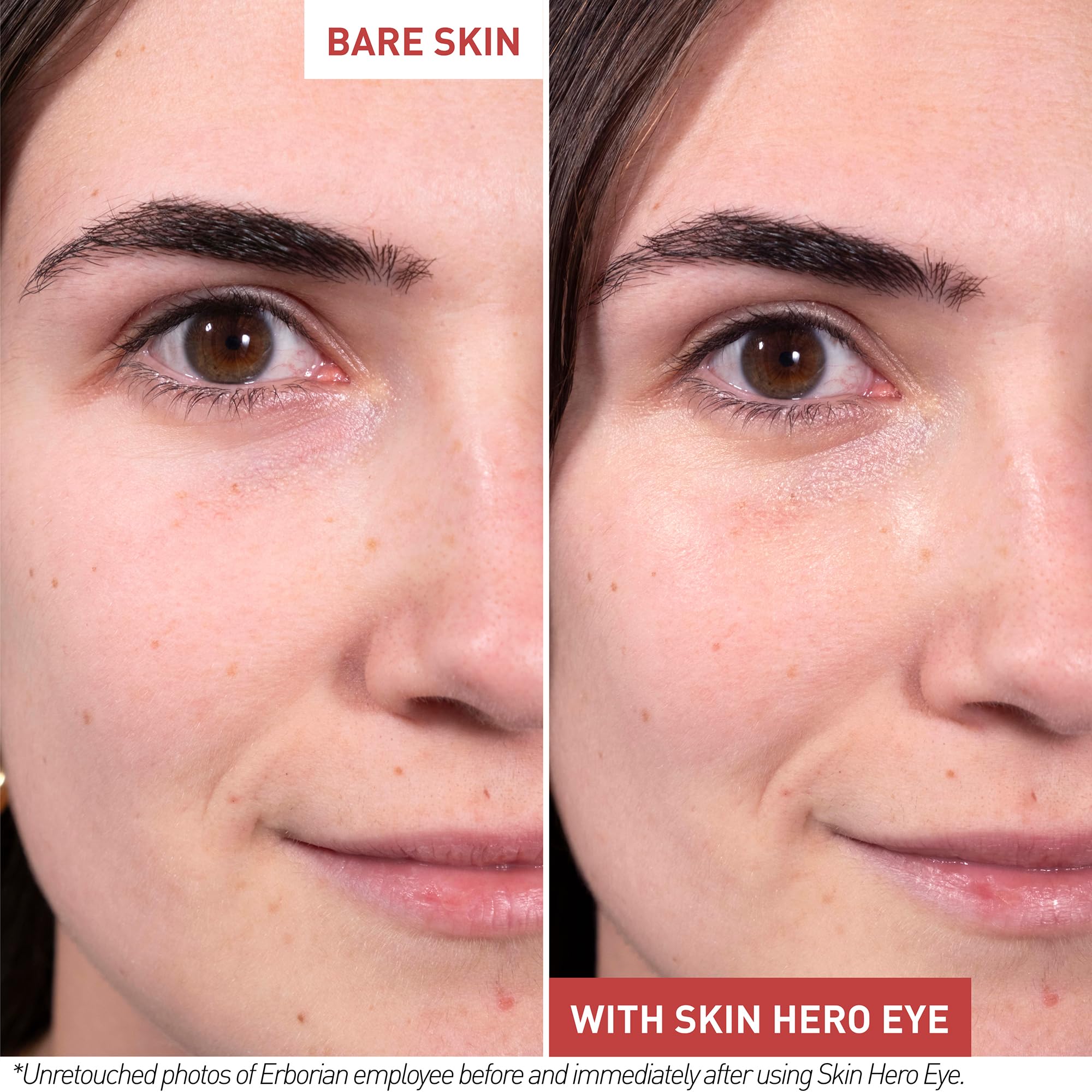 Applying Erborian Skin Hero Eye Cream with gentle dabbing on the under-eye area.