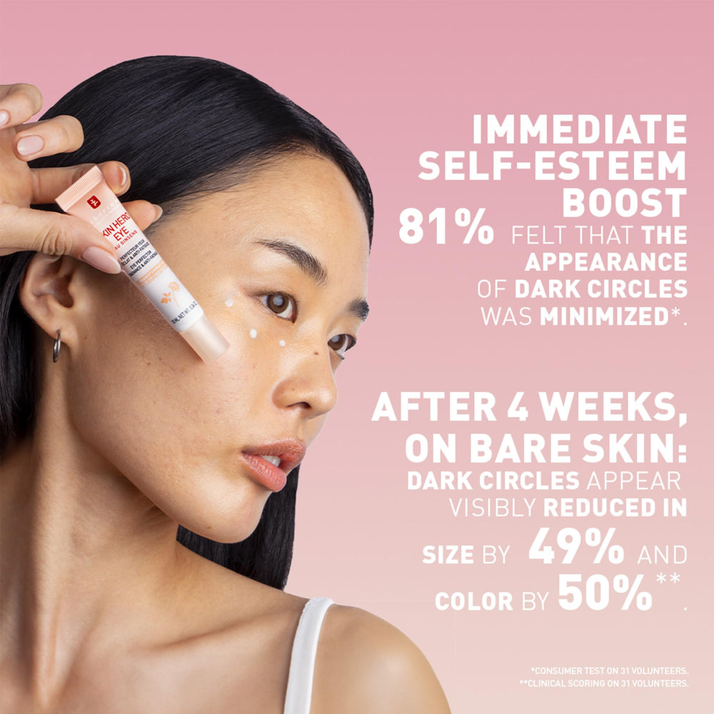 Texture of Erborian Skin Hero Eye Cream shows a light-diffusing sheen on the under-eye area.