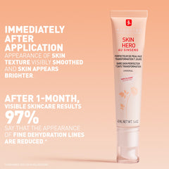 Erborian Skin Hero glow application reveals dewy illumination on the complexion.