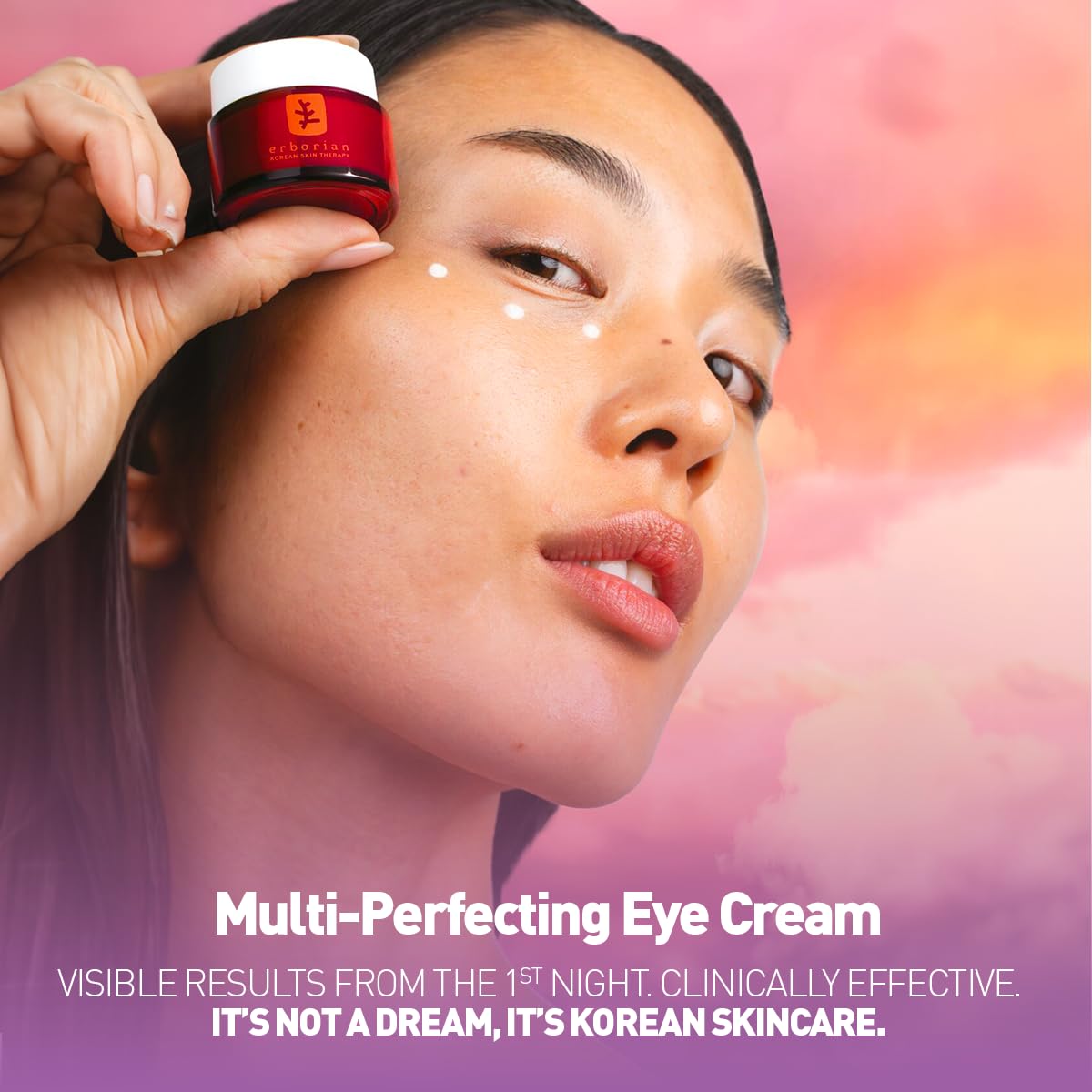 Erborian Skin Therapy Eye soft-focus image emphasizes a refreshed under-eye area.