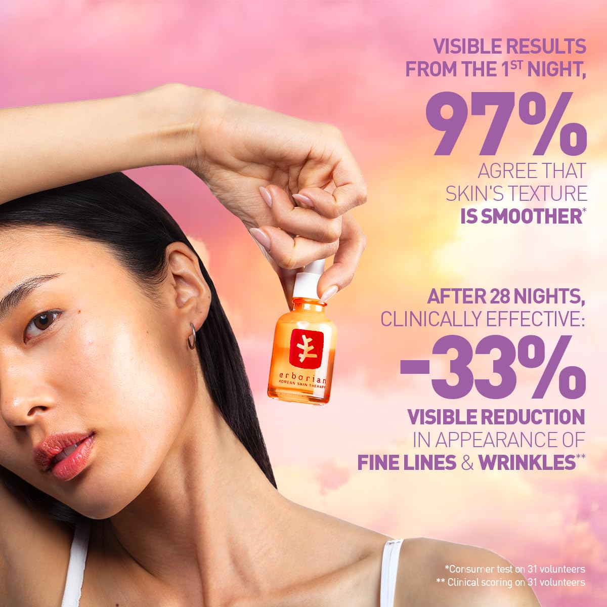 Erborian Skin Therapy Light application on cheek during nightly routine.