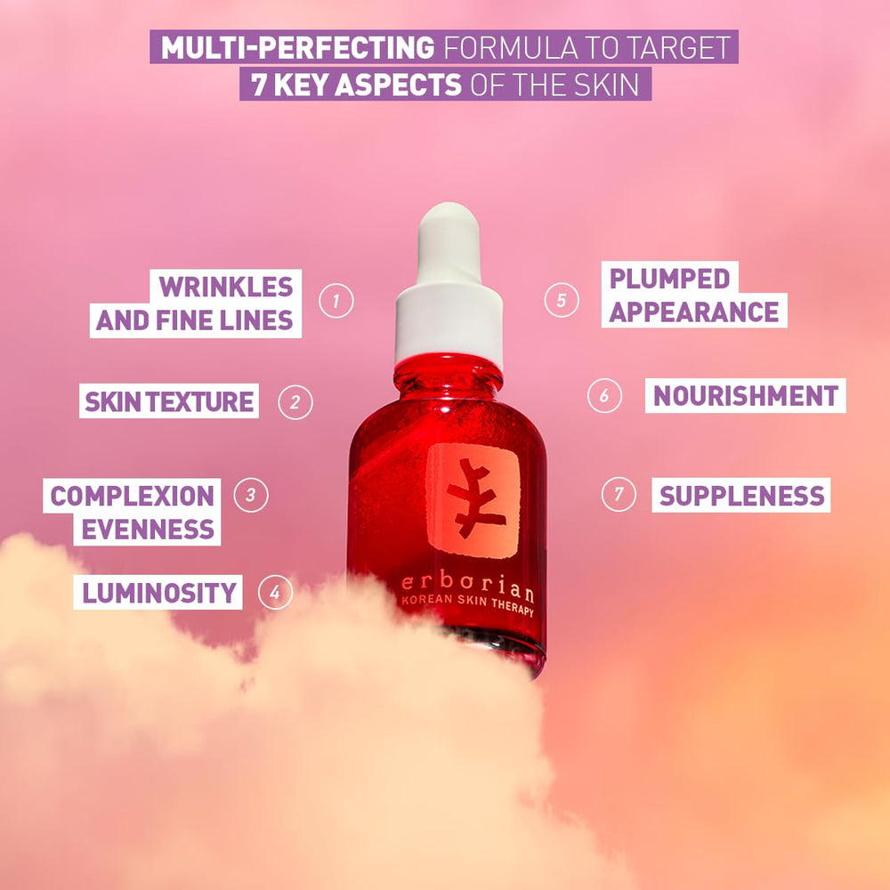 Erborian Skin Therapy Night Oil-Serum dispensing bottle highlights dual-phase texture for quick absorption