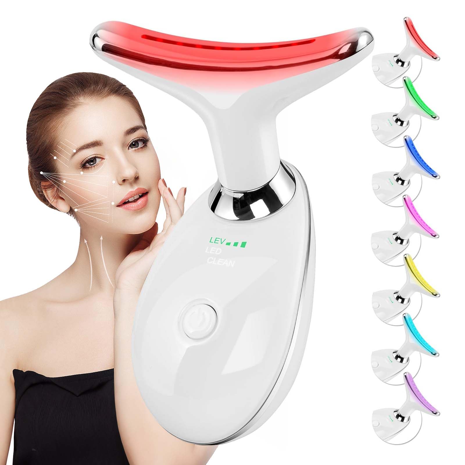 erdnretl red-light face-neck massager with 7 colors for rejuvenation and relaxation.