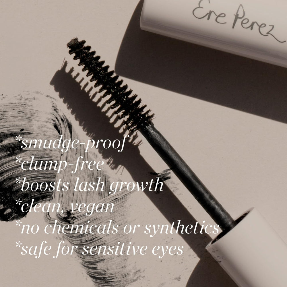 Ere Perez Avocado Waterproof Mascara camelia oil focus communicates lash strengthening benefits