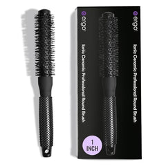 ERGO ceramic ionic round brush ergonomic handle for comfortable grip during blowouts