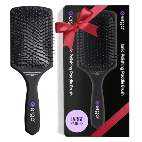 ERGO Ionic Paddle Brush large detangling action for smooth wet and dry hair