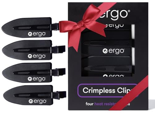 ERGO no-crease hair clips 4pc set gently hold bangs and curls for polished styling.