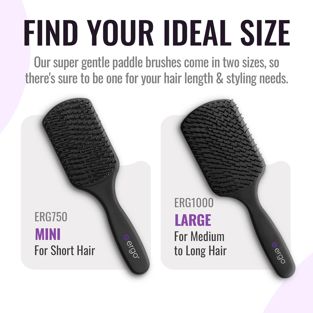 ERGO Super Gentle Paddle Brush during blow-drying for salon-worthy smoothness