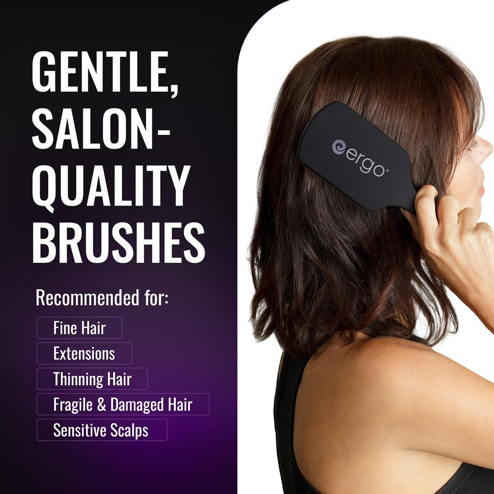 ERGO paddle brush bristles detail highlighting dual-action design for easy detangling