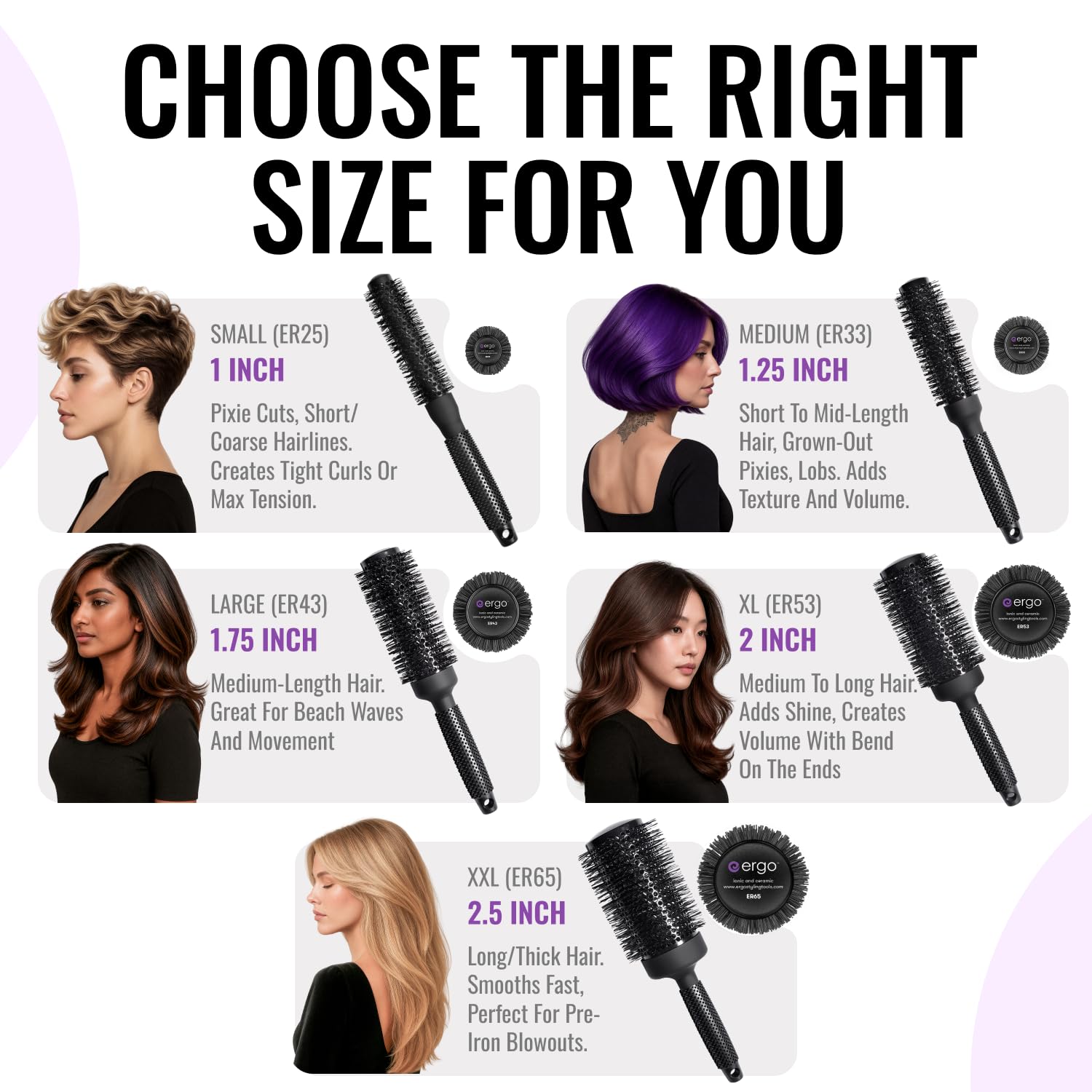 ERGO tourmaline ceramic barrel adds shine with negative ions for frizz control