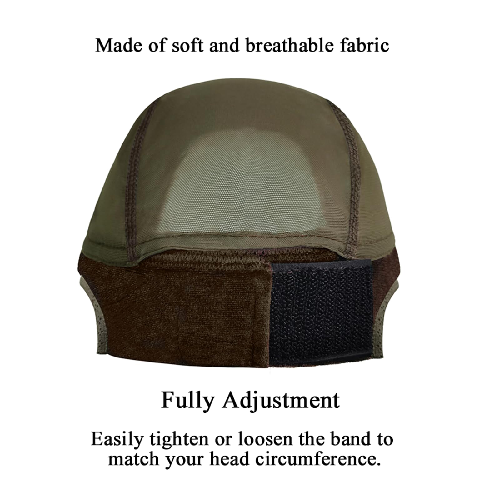 Ergonomic ear-cut wig cap design fits around ears without pressure.