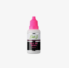 Ericka J Hold Me Down adhesive bottle demonstrates quick-drying, long-lasting hold for lace wigs.