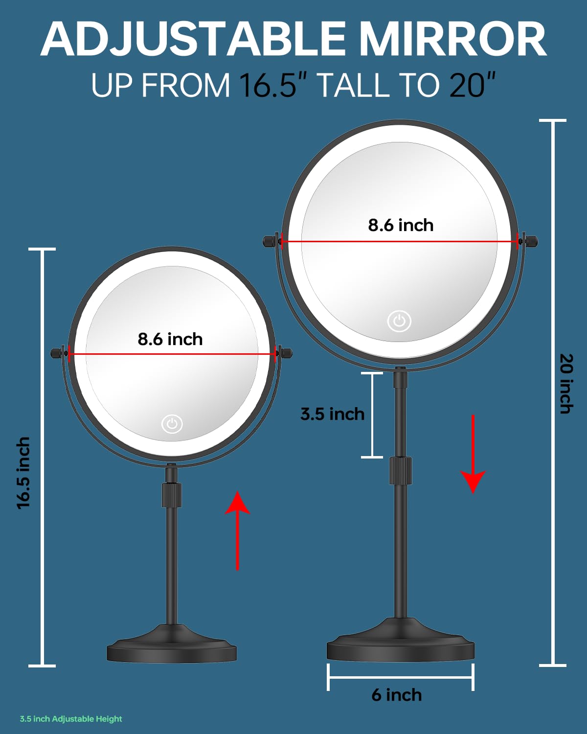 Adjustable height Erlingeryi makeup mirror stand for ergonomic comfort