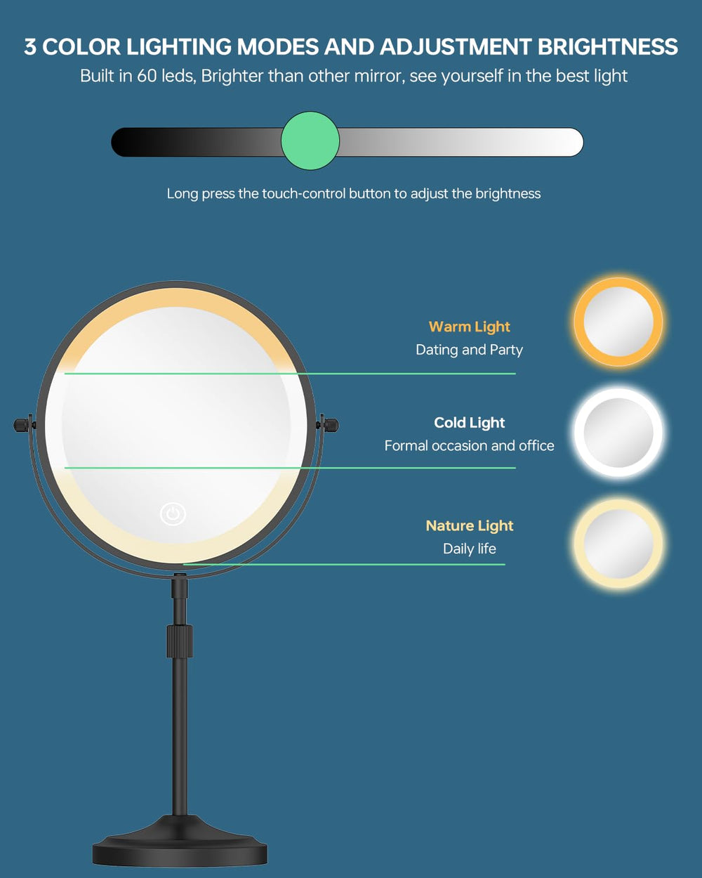 Compact Erlingeryi vanity mirror with built-in lights for small spaces
