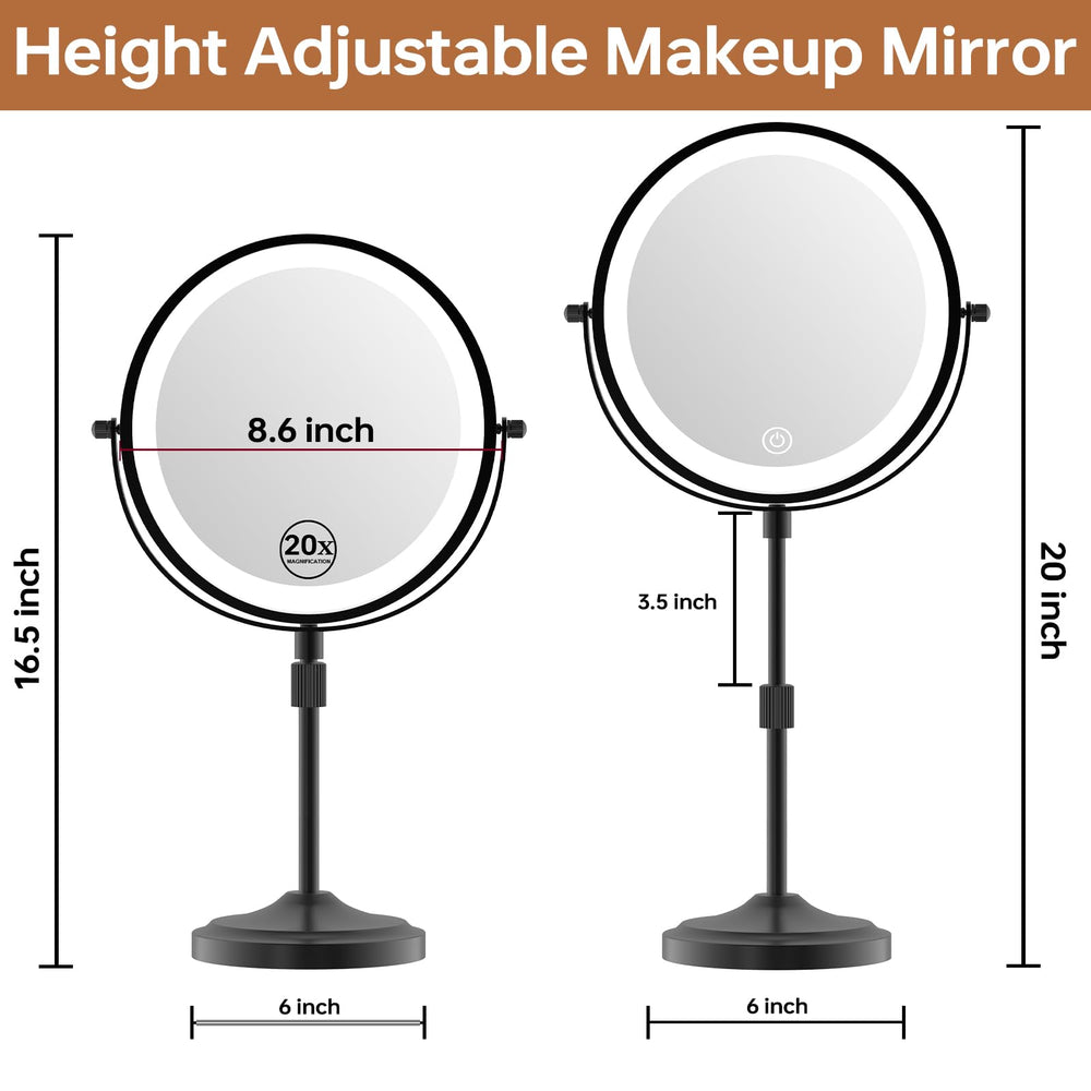 Erlingeryi lighted mirror with 60 LEDs and dimmable color options for makeup.