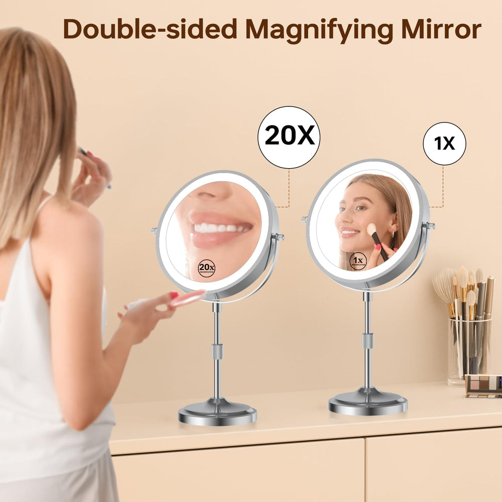 Erlingeryi magnifying mirror LED dimming controls for customizable lighting