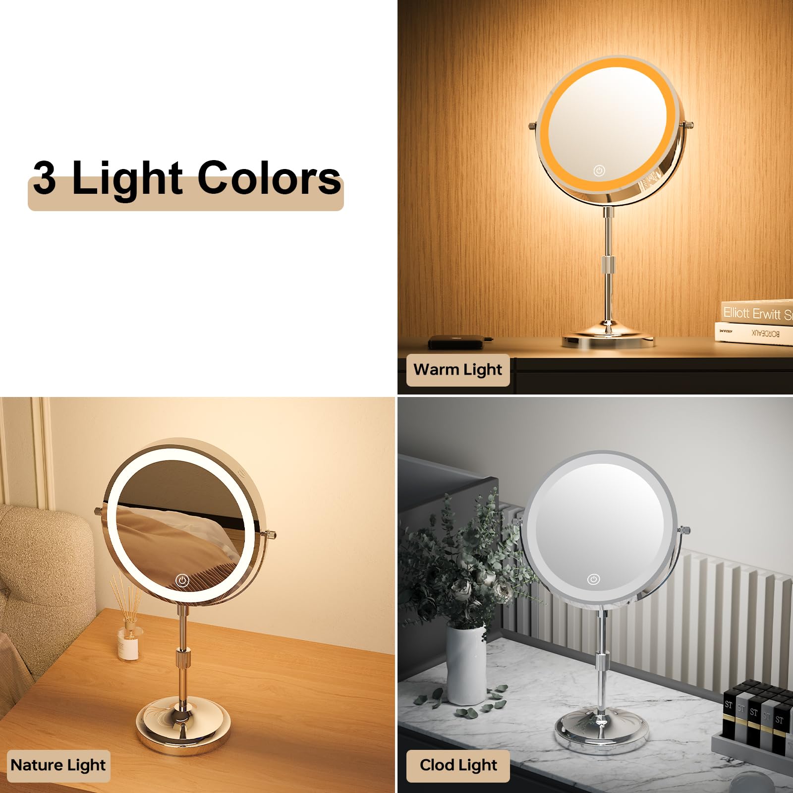 Erlingeryi magnifying mirror rechargeable battery enables cordless operation