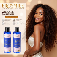 EROSMILE luxury wig conditioner bottle emphasizing deep nourishment for knot-free wigs.