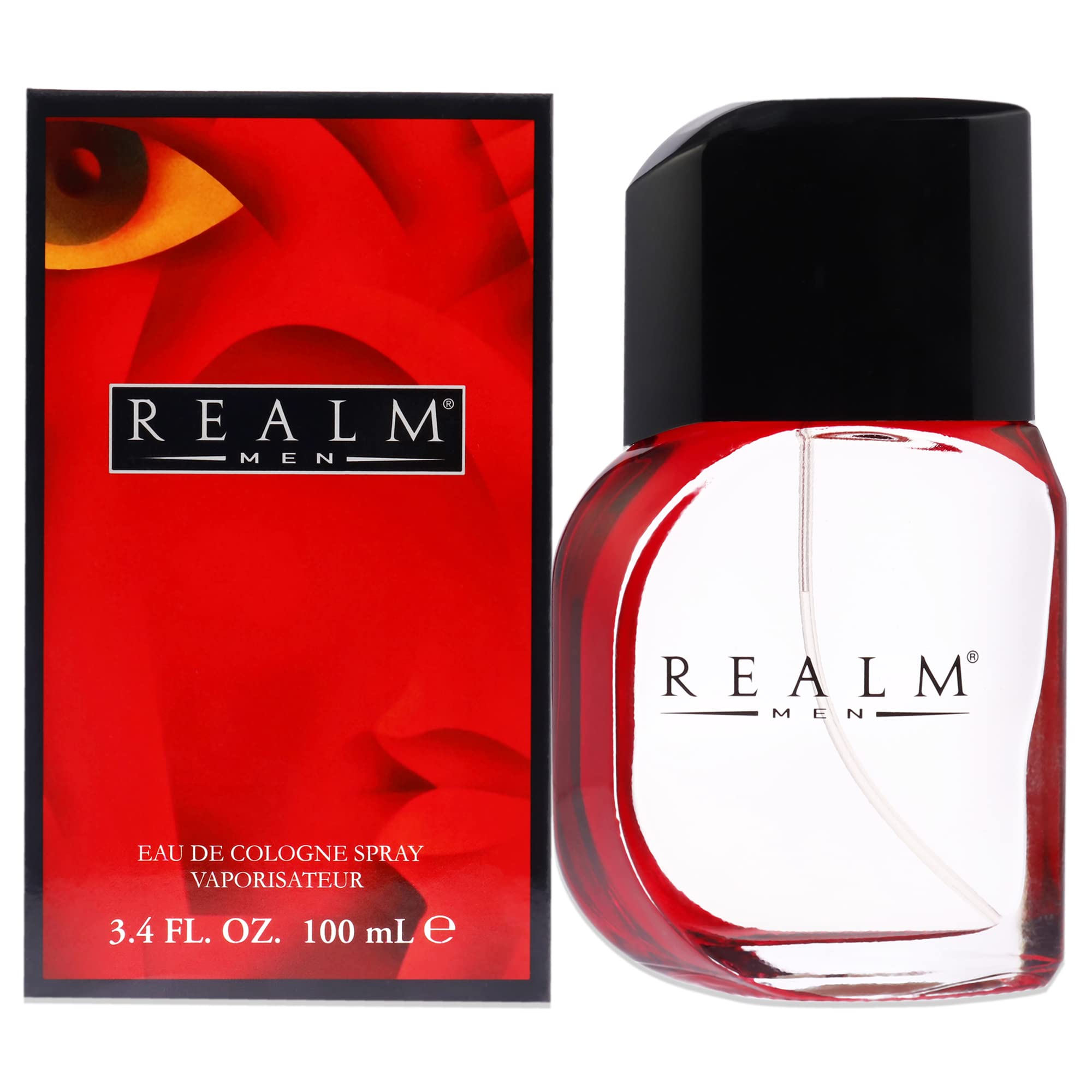 Erox Realm red bottle front for daytime wear.