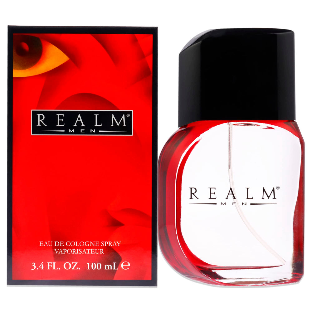 Erox Realm red bottle front for daytime wear.