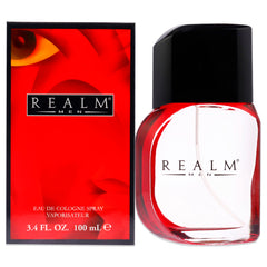 Erox Realm red bottle front for daytime wear.