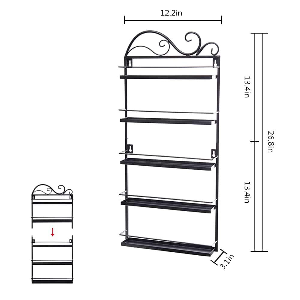 ERYTLLY nail polish rack dimensions visual illustrates 11.8 x 2.5 x 25.4 inches.