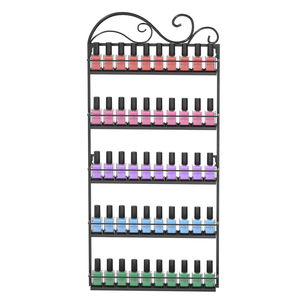 ERYTLLY wall-mounted nail polish rack front view shows organized bottles for easy access.