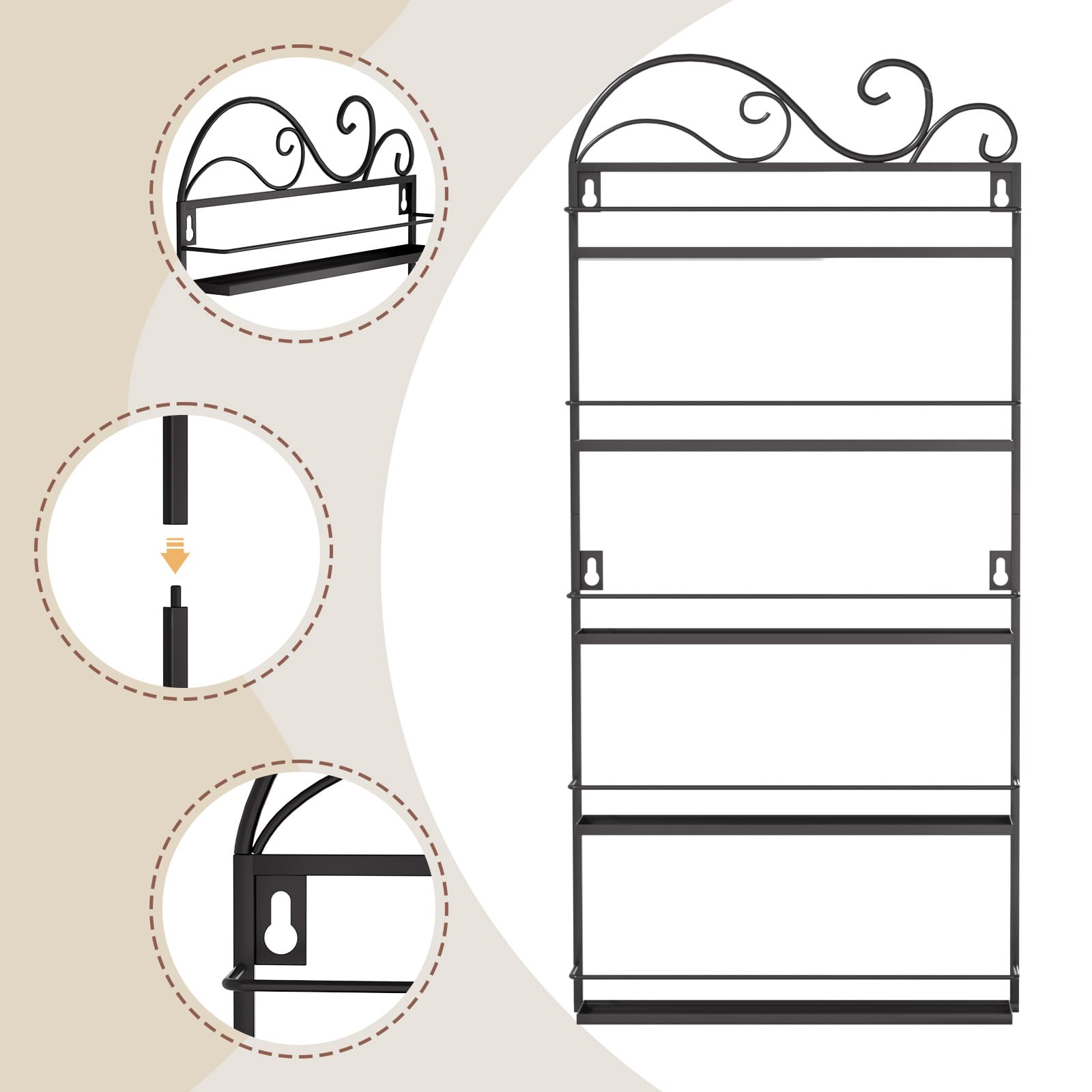 ERYTLLY wall-mounted nail polish rack on wall in storage mode keeps countertop clear.