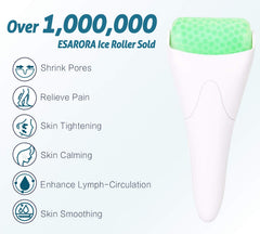 ESARORA Ice Roller eye area image shows soothing cooling relief for tired eyes.