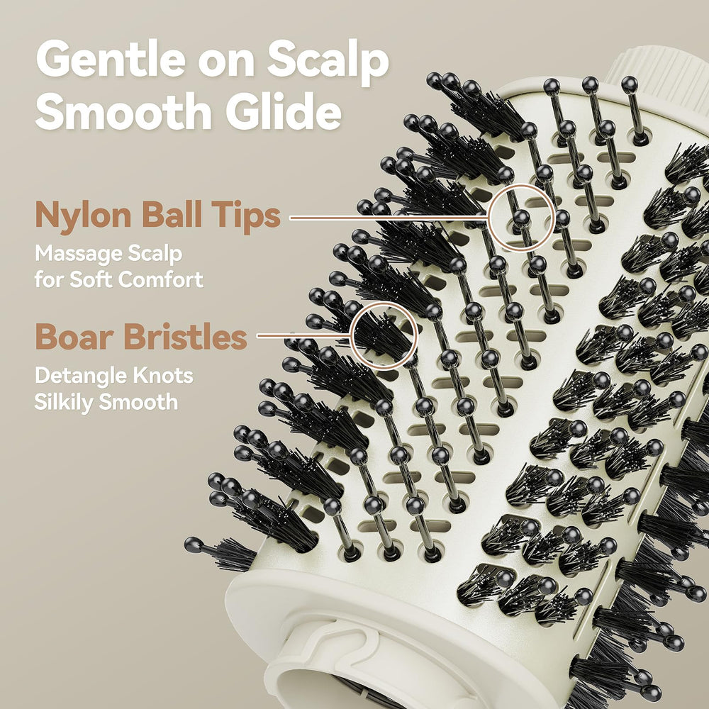 Esctabalt oval brush bristles closeup highlight nylon tips and boar bristles.