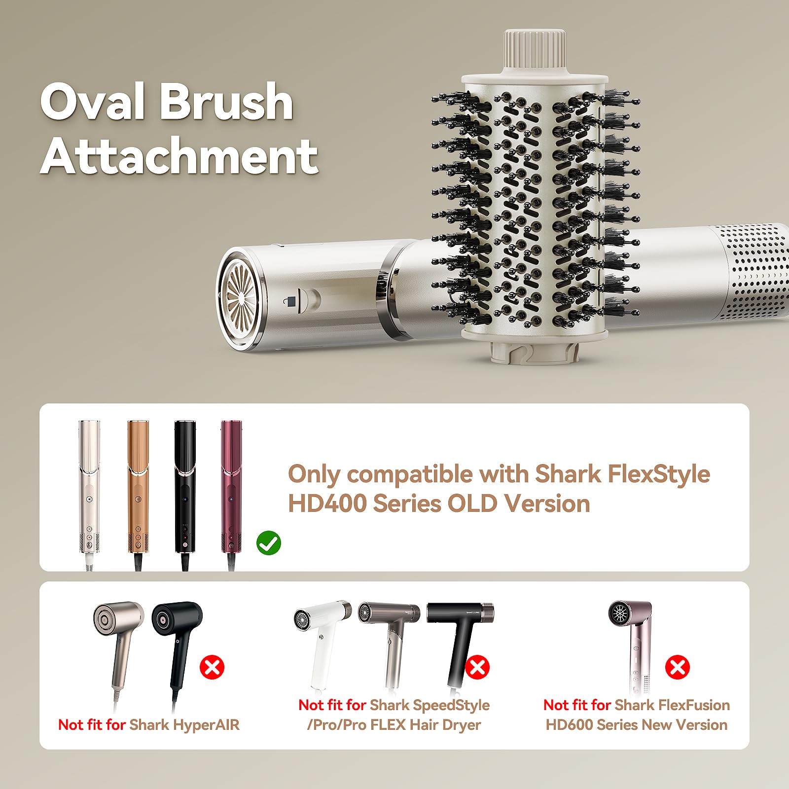 Esctabalt oval brush attachment side view shows compact, travel-friendly design.