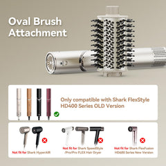 Esctabalt oval brush attachment side view shows compact, travel-friendly design.