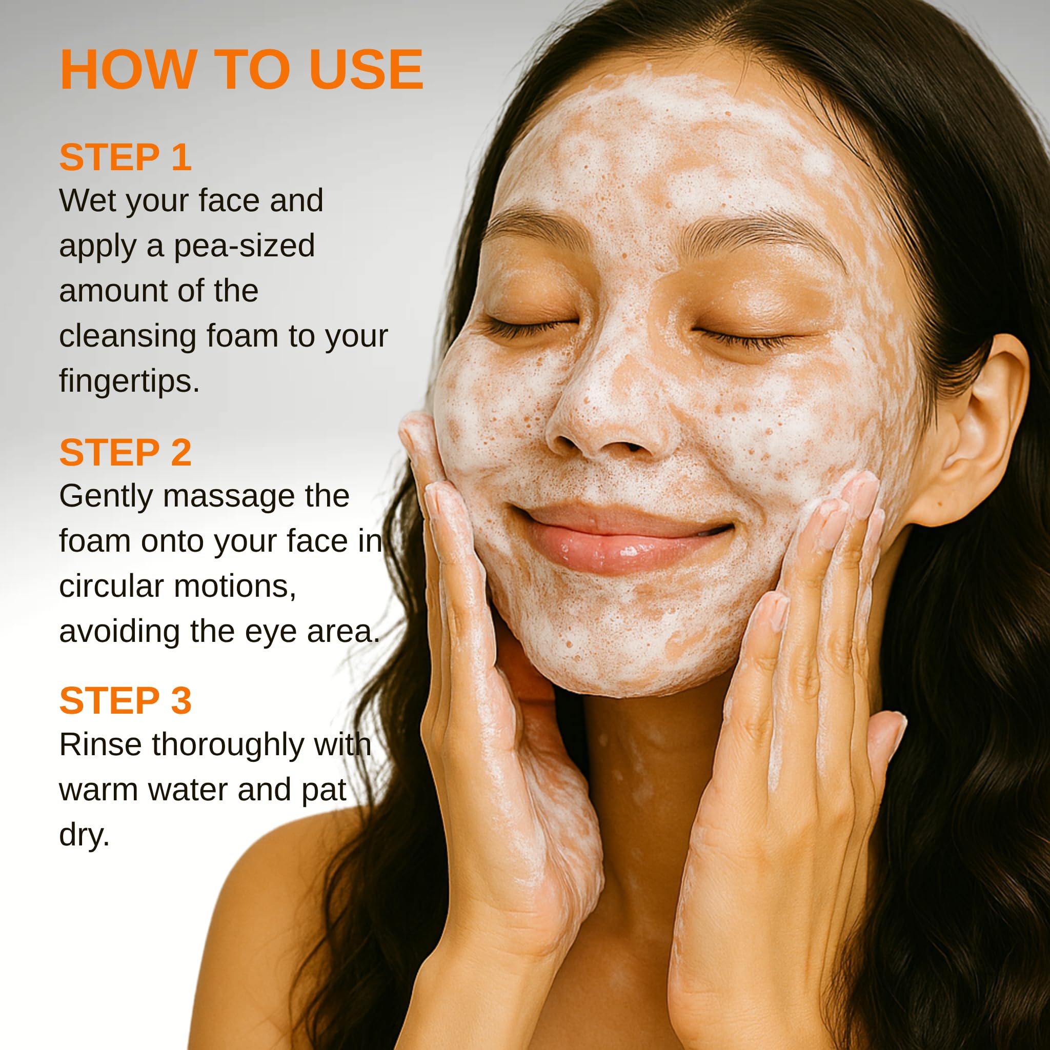 Esfolio Vitamin C Cleansing Foam in hand suggests simple daily use.
