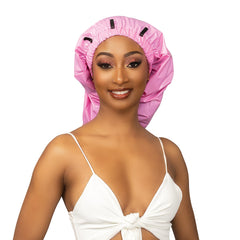Esha Girl shower cap close-up emphasizes snug elastic band for secure protection