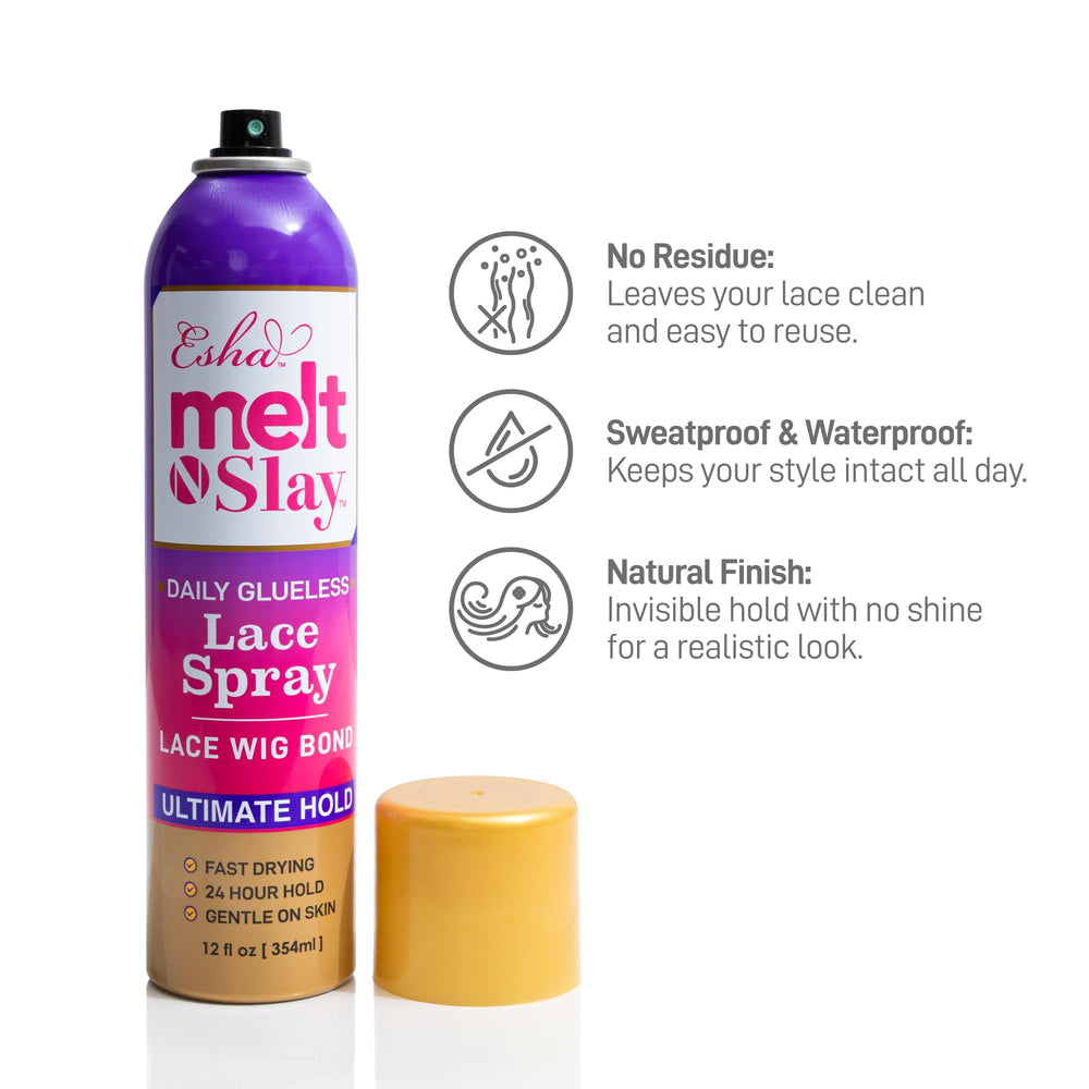 Esha MELT N SLAY 80ml packaging image showcases compact travel-friendly bottle.