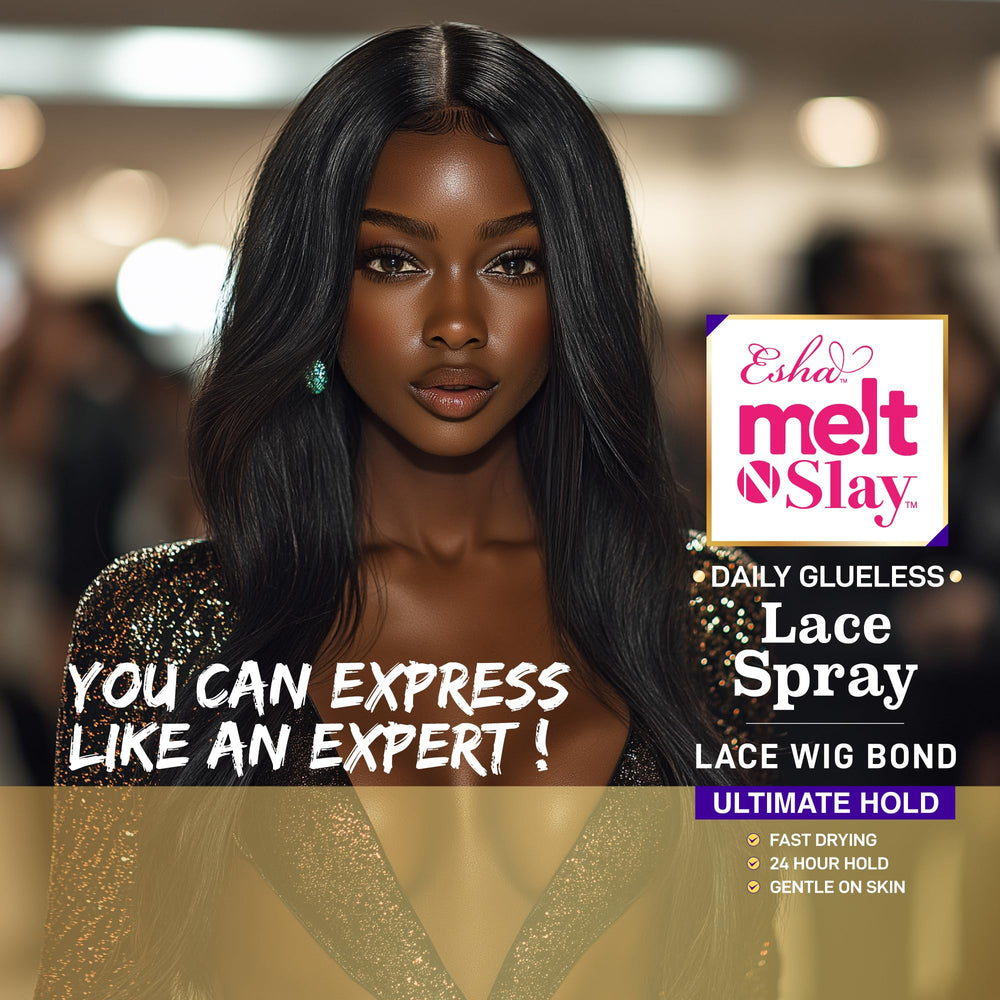 Esha MELT N SLAY matte finish close-up shows invisible, natural lace blending.