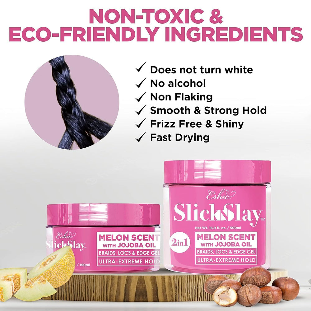 Esha Slick N Slay applying styling demonstrates easy braid prep and edge control.