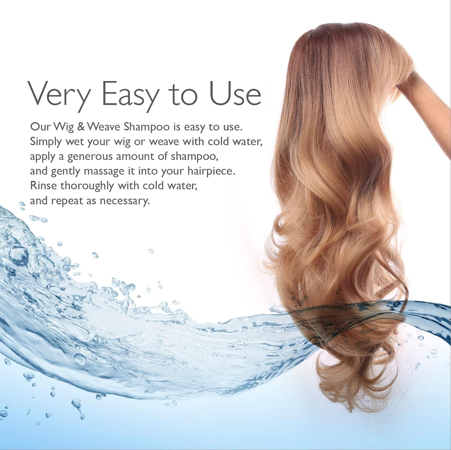 Ingredients panel on Esha Wig and Weave Revitalizing Shampoo emphasizing gentle formulation