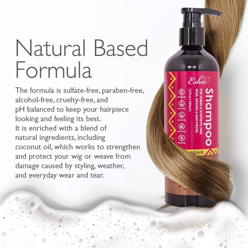 Esha Wig and Weave Revitalizing Shampoo finish adds shine and softness to hairpieces
