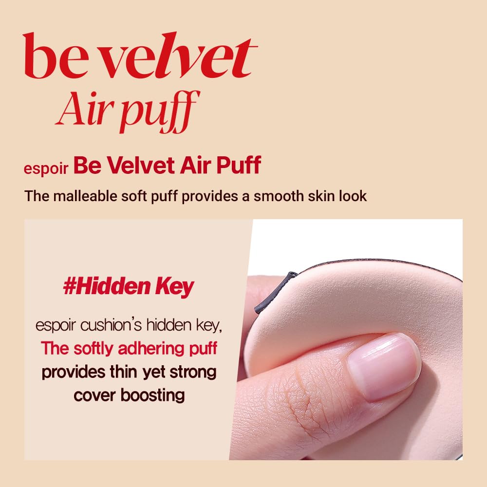 Espoir Be Velvet Air Puff round shape emphasizes precise edges for delicate eye makeup.