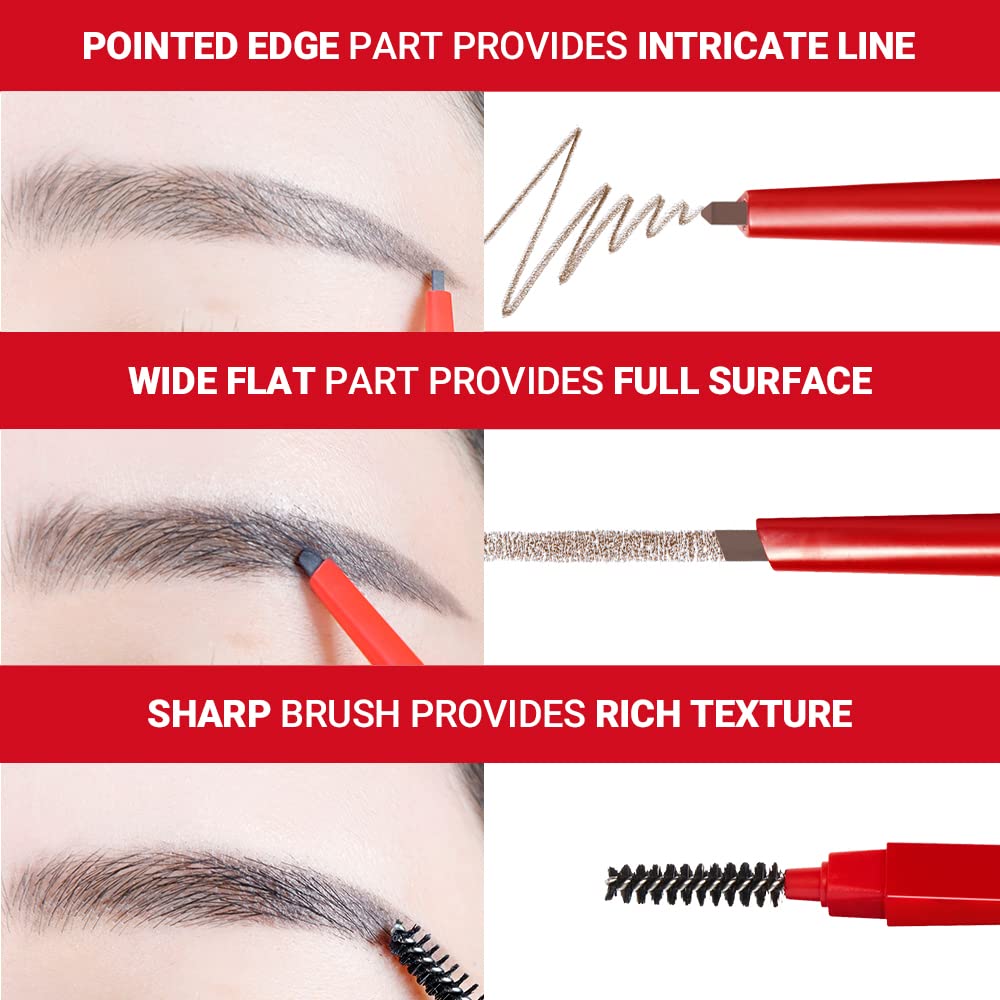 Espoir Brow Balance Pencil Ash Brown built-in brush blends color for soft texture