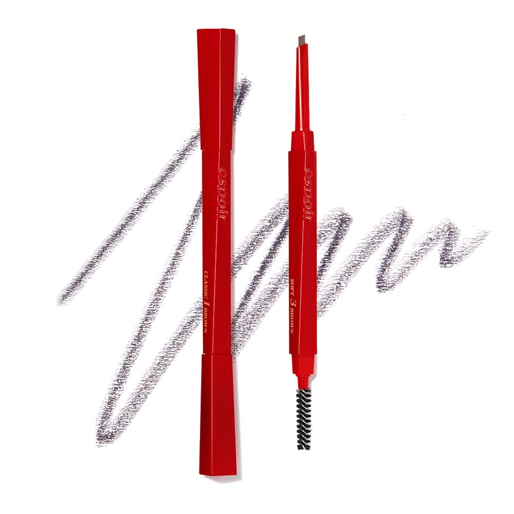 Espoir Brow Balance Pencil Ash Brown line focus demonstrates precise brow lines for natural shape