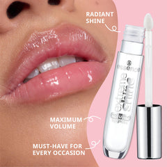essence Extreme Shine lip gloss shade 02 swatch adds subtle sparkle for bright daytime looks