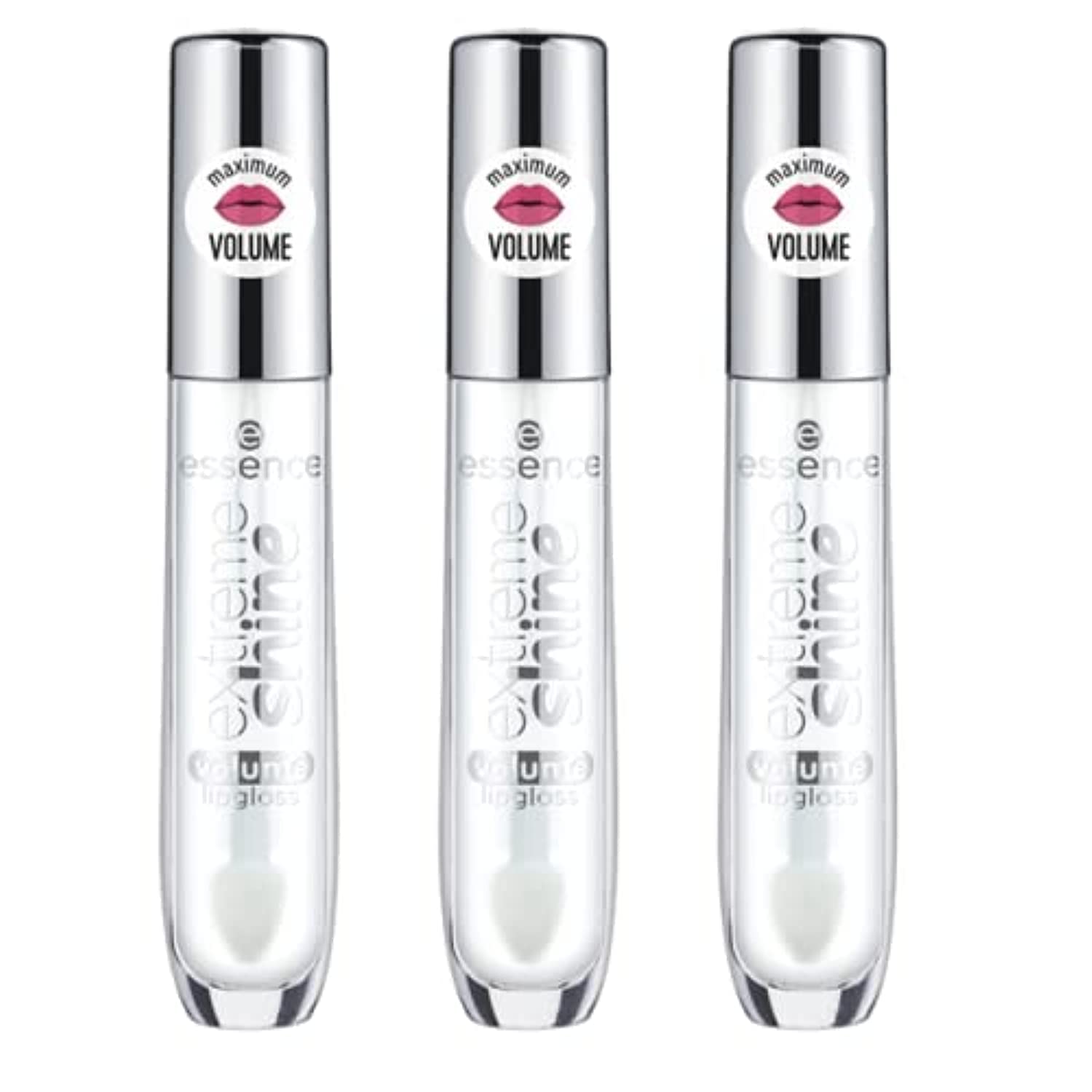 essence Extreme Shine Volume Lip Gloss 3-pack packaging showcases eco-friendly, compact design.