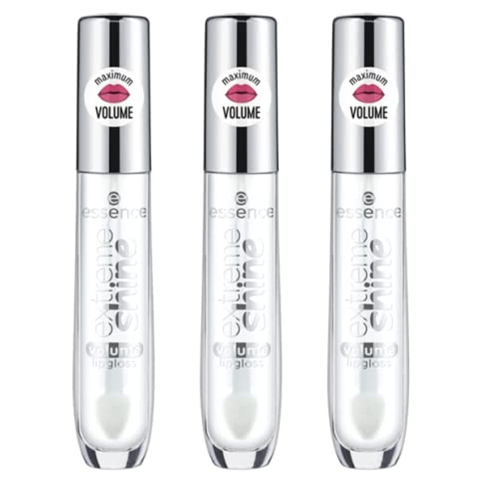 essence Extreme Shine Volume Lip Gloss 3-pack packaging showcases eco-friendly, compact design.
