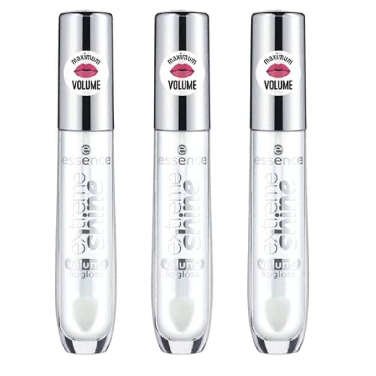 essence Extreme Shine Volume Lip Gloss 3-pack packaging showcases eco-friendly, compact design.