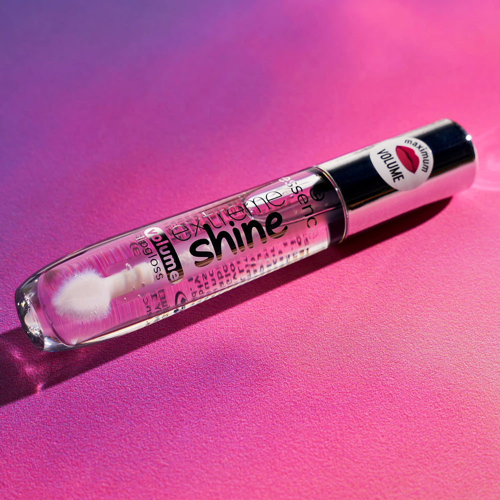 essence Extreme Shine Volume Lip Gloss crystal-clear swatch demonstrates transparent gloss.