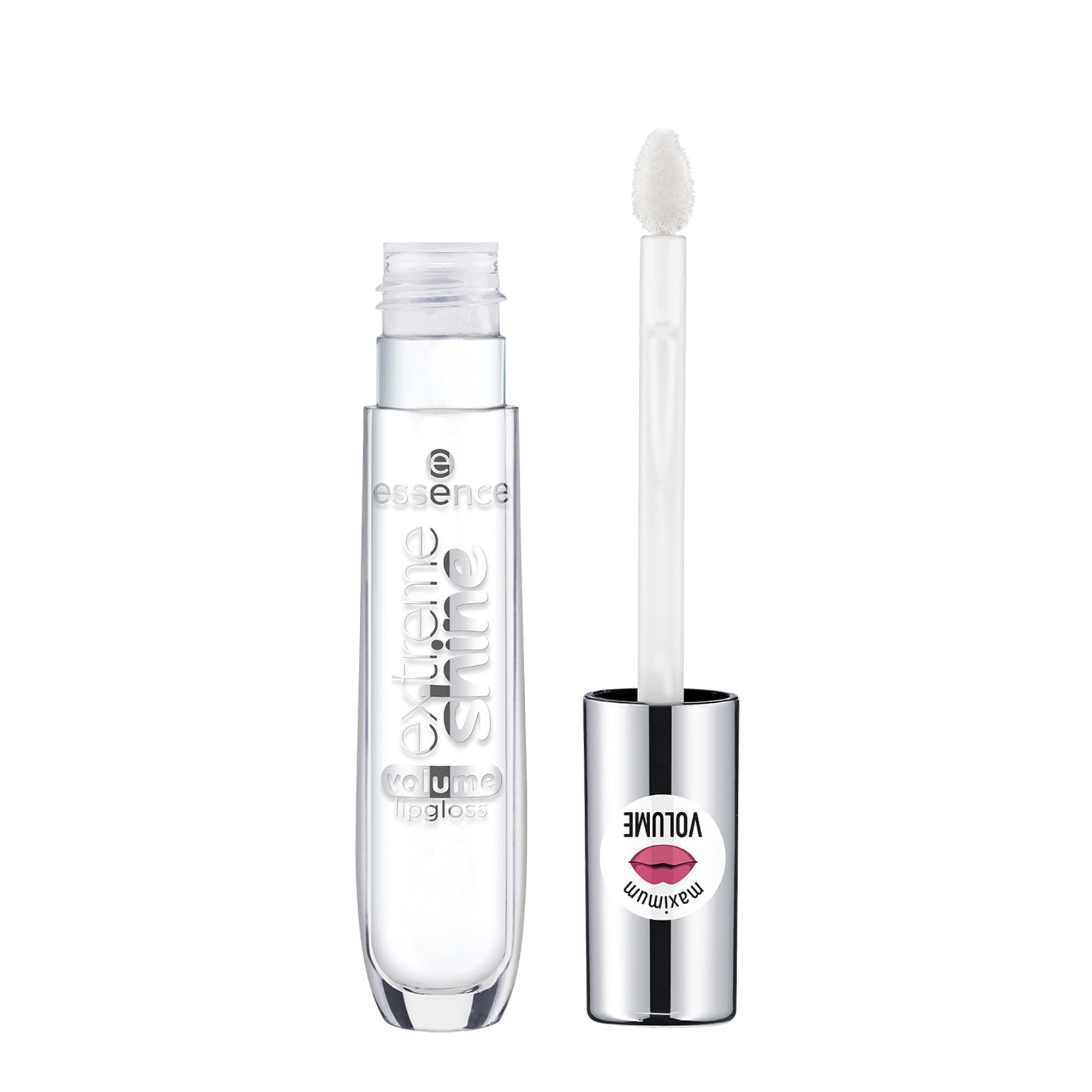 essence Extreme Shine Volume Lip Gloss wand application demonstrates smooth, non-sticky glide.